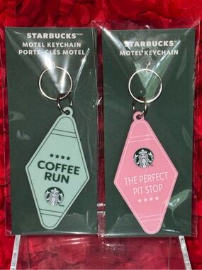 ✨ NWT✨Set of 2 Starbucks 2026 Summer Road Trip Collection Motel Keychains Bundle